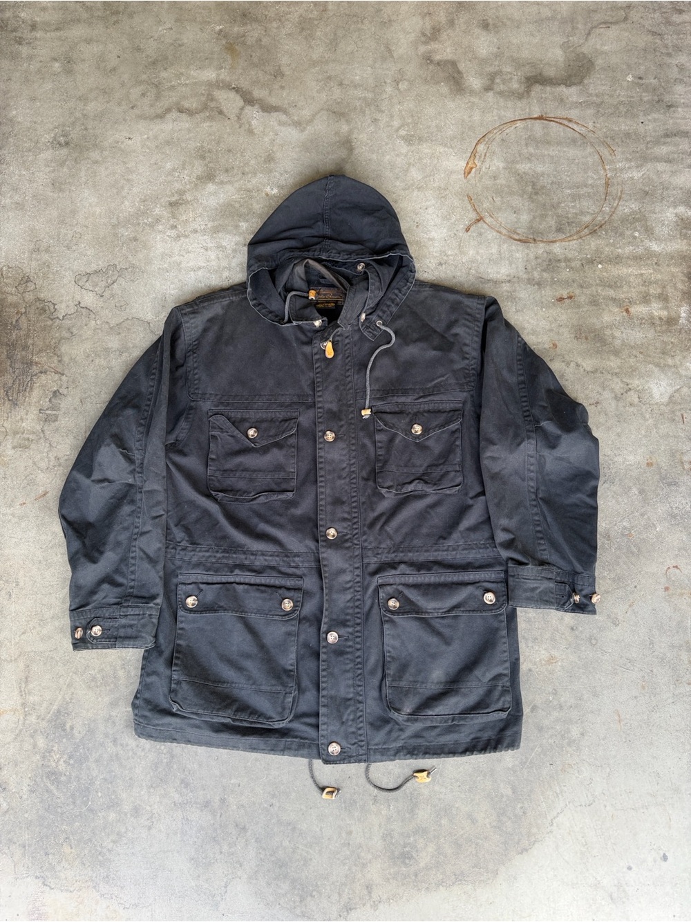 Vtg Eddie Bauer Hooded Jacket Coat Mountain Parka Zip & Button Workwear Men’s XL